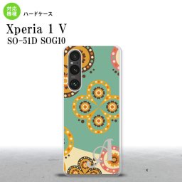 Xperia 1V Xperia 1V スマホケース 背面ケース ハードケース エスニック 花柄 緑 ベージュ +アルファベット 2023年 6月発売 nk-xp15-1581i