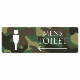 トイレ 案内 シール MENS 迷彩 カラー 左 矢印 長方形 方向案内 進路ドア 防水 屋内 屋外 サインステッカー ピクトサイン トイレマーク表示 案内 注意 施設 御手洗 TOILET おしゃれ シンプル 安全対策