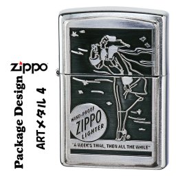 【名入れ】送料無料 ZIPPO ジッポーライター ARTアートワーク 年代別パッケージデザイン メタル4 WINDY ウインディ 銀古美・メタル貼り ART-M4 誕生日 ギフト プレゼント  [zART-M4]