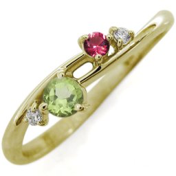シンプルリング ライン エンゲージリング ペリドット 婚約指輪 18金