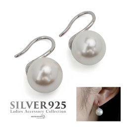 パールピアス パール 真珠ピアス 一粒 シルバー925 キャッチレス 両耳用 2点セット フックピアス レディース シルバー シンプル 大人っぽい かわいい 人気 イヤリング 女性