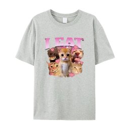 トップス グッズ Tシャツ 半袖 夏 インス映え y2k ネコ ねこ ねこ プリント おもろい オシャレ 面白い HUH グッズ 面白い オシャレ OOTD meme 猫 猫好き