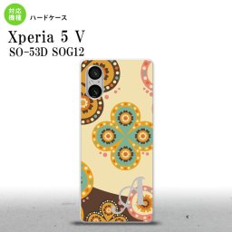 Xperia 5V Xperia 5V スマホケース 背面ケース ハードケース エスニック 花柄 ベージュ 茶 +アルファベット 2023年 10月発売 nk-xp55-1583i
