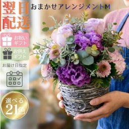 即日発送 ＡＲＮＥのお任せアレンジメントＭサイズ★選べる5色＆5タイプ/おまかせＯＫのフラワーアレンジメント♪【送料無料】【生花】【アレンジメント】色を選んでおまかせ 誕生日 お祝い 結婚式 展示会 楽屋花 出産お祝い 記念日ギフト 敬老の日 お見舞い プレゼント フラワーギフト お中元 お歳暮