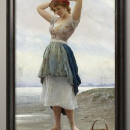 ユージーン デ ブラス On the Beach A3 サイズ ポスター アート おしゃれ 絵画 インテリア 北欧 イラスト マット紙 艶消し アートパネル 額 フレーム デザイン 壁掛け ギフト 新築祝い ディスプレイ 引越し祝い　新生活　空間デザイン 