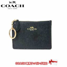 コーチ アウトレット COACH カードケース F12186 クロスグレーン レザー ミニ ID キーリング スキニー IMBLK(ブラック) 【メール便対応】【小銭入れ】【RCP】【0815楽天カード分割】【s-mail03】