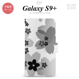 Galaxy S9+ SC-03K SCV39 手帳型 スマホケース ギャラクシー 花柄・サクラ 黒【ギャラクシー S9プラス,Galaxy,S9+,SC-03K,SCV39,docomo,ドコモ,メール便 送料無料】