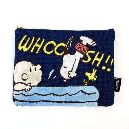スヌーピー PEANUTS フラットポーチ/扇風機 サマー スヌーピー ポーチ ネイビー