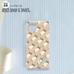 Aquos sense4 SH-41A ケース ハードケース スマホケース 花柄 バラ ドット ベージュ +アルファベット nk-sens4-246i