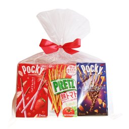 (地域限定送料無料) グリコ ポッキー（3種・計6コ）＆ プリッツ（2種・計6コ）食べ比べセット ラッピングver プチギフト クール便 (omtma7068kk)