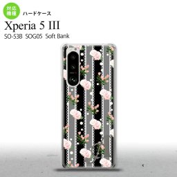 SO-53B SOG05 Xperia5III ケース ハードケース 花柄 バラ レース 黒 +アルファベット オススメ 人気 おしゃれ スマート シンプル nk-xp53-259i