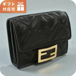 フェンディ 三折財布小銭入付き レディース ブランド FENDI レザー 8M0395 ブラック 財布