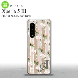 SO-53B SOG05 Xperia5III ケース ハードケース 花柄 バラ レース ベージュ +アルファベット オススメ 人気 おしゃれ スマート シンプル nk-xp53-268i