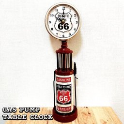 置時計 ROUTE66 テーブルクロック ガスポンプ スタンド ホワイト おしゃれ ビンテージ ゴールド アンティーク バー カフェ 可愛い レトロ アメリカン 雑貨 インテリア かわいい 店舗