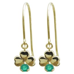 クローバーピアス 四つ葉 エメラルド ピアス フックピアス 18金