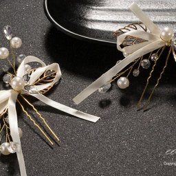 ヘアアクセサリー 子供 レディース リボン パール 髪飾り かんざしタイプ ピアノ発表会 フォーマル  手作り 女の子 キッズフォーマル リーフ ゴールド ベージュ ビジュー 2個セット(MA20)