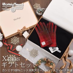 ギフトセット [Merfirge] カシミヤ 100％ニットストール ＆ ラム革 レザー グローブ タッチパネル対応 スマホ対応(XS1226)
