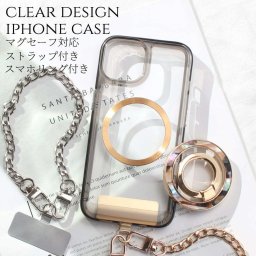 iphoneSE3 ケース クリア リング付き iphoneSE2 iphone8 iphone7 マグセーフ対応 チェーン ストラップ 可愛い アイフォン se3 s2 8 7 magsafe 透明 ショートストラップ 手首掛け スマホリング SE 第3世代 第2世代 スタンド レディース メタリック べっ甲 落下防止 送料無料