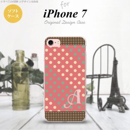 【iPhone7】【スマホケース/スマホカバー】【アイフォン７】iPhone7 スマホケース ケース アイフォン７ ソフトケース イニシャル ドット・水玉 赤×ミント nk-iphone7-tp1644ini【メール便送料無料】