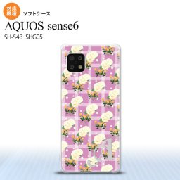 SH-54B SHG05 AQUOS sense6 スマホケース ソフトケース 花柄 バラ チェック ピンク +アルファベット メンズ レディース nk-sens6-tp255i