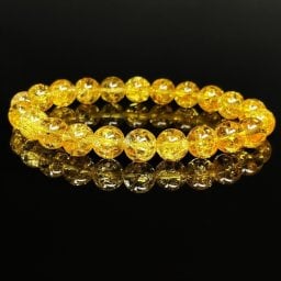 【開運ギフト】 一点物［金運数珠］ シトリン 黄水晶 クラック ブレスレット 8mm 11月 誕生石 天然石 レディース メンズ 爆裂黄水晶 クリスタル 開運必勝祈願 お守り メンズ レディース 事業成功祈願 仕事運 特別な一点物