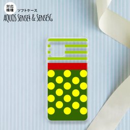 sense4 sense5 Aquos sense4/5 スマホケース ソフトケース ドット ボーダー 緑 メンズ レディース nk-sens4-tp784