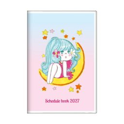 水森亜土 2027年 手帳 月間B7 (ブルー×ピンク) スケジュール帳 文具 《10月はじまり》 日本製