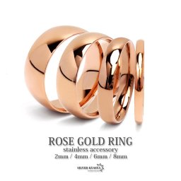 ローズゴールドリング シンプルリング ステンレスリング メンズ レディース ピンク 幅2mm 4mm 6mm 8mm 指輪 ピンキーリング 甲丸リング ドーナツ型 IP 金属アレルギー対応 男性 女性