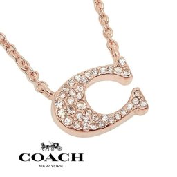 COACH OUTLET コーチ アウトレット ネックレス ペンダント 91433 ローズゴールド レディース Cモチーフ パヴェ 無料ラッピング可