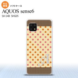 SH-54B SHG05 AQUOS sense6 スマホケース ソフトケース ドット 水玉 C ベージュ オレンジ +アルファベット メンズ レディース nk-sens6-tp1648i