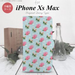 iPhone XS Max 手帳型 スマホ ケース カバー アイフォン 花柄・バラ 水色【アイフォーン XS マックス,iPhone,XS,Max,メール便 送料無料】