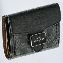 コーチ 二つ折り財布 レディース ブランド COACH シグネチャー レザー C7805 SVTSQ 1 グラファイト/ブラック