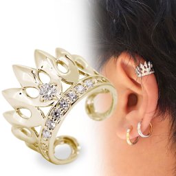 イヤーカフ 片耳用 18金 メンズ クラウン 王冠 18k ゴールド イヤカフ ダイヤモンド 4月誕生石 父の日 2024