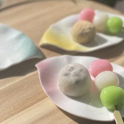 若葉型プレート・小　虹色　和モダン　（05014）
