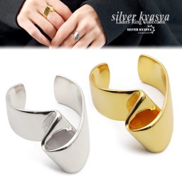 シルバー925 レイヤードリング 折り目 2カラー ゴールド 18K GP フリーサイズ オープンリング 指輪 レディース 女性 金属アレルギー対応