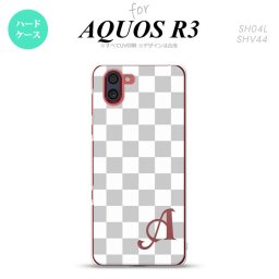 SH-04L SHV44 R3 AQUOS R3 スマホケース カバー スクエア 白 グレー +アルファベット nk-r3-134i