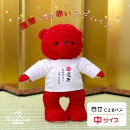 還暦祝い 記念品 赤 【華やかな赤いベア 明るく元気にお祝い】 メッセージ入り インテリア 友達 女性 母 妻 男性 父 60歳 誕生日プレゼント 可愛い 飾り物 置物 ぬいぐるみ 癒し 還暦Tシャツ 子供から 感謝 花以外 食品以外 退職祝い くま 【立って飾れる お祝いメッセージTシャツ】還暦祝いの赤いテディベア 8022100