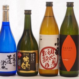 鹿児島県焼き芋焼酎飲み比べ4本セット(焼き芋海童 初心者お断り900ml×2本 黒麹王道楽土 さつま独奏会720ml×2本)