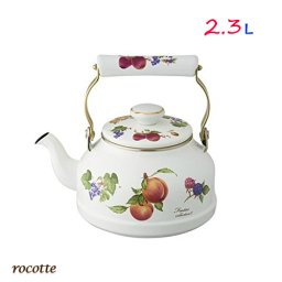 富士ホーロー ケトル やかん 日本製 IH 直火 ガス 2L以上 麦茶 フルータスコレクションII 2.3L ホーロー ホワイト 白 花柄 ボタニカル やかん FTCS-2.3K ギフト ラッピング ケトル