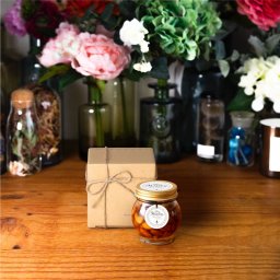 【生はちみつギフト】ナッツの蜂蜜漬けL（200g） / ナチュラルクラフトボックス + 麻紐リボン