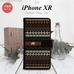 iPhoneXR iPhone XR 手帳型スマホケース カバー エスニック ゾウ 黒  nk-004s-ipxr-dr1571