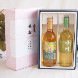 実りの秋の贈り物 感謝の贈り物ボックス 沖縄産パイナップル辛口白ワインと国産ワインセット(山梨県産葡萄100％使用 甲州白ワイン やや辛口(山梨県)720mlラグリマ・デル・ソル辛口白ワイン 720ml