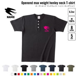 ツバメ 名入れヘンリーネックTシャツ ヘンリーネック 名入れTシャツ 首元ネコ目ボタン ボタンTシャツ 首元アクセント メンズ レディース