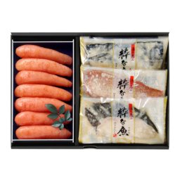辛子明太子と切り身みそ漬けセット（辛子明太子300g、さわら・真鯛・銀だらみそ漬け×各1枚）御礼 御祝 内祝 粗品 御見舞 快気祝 御歳暮