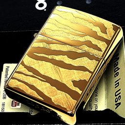 ZIPPO ゴールド チタンコーティング ジッポ ライター 廃盤 ゼブラライン かっこいい Titanium Zebra Line アニマル 彫刻 シンプル 絶版品 プレゼント 金 おしゃれ ギフト