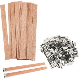 60本セット キャンドルウィック 木製芯 鉄製スタンド DIYキャンドル 手作り用