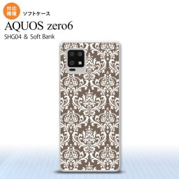 SHG04 SHG04 ZERO6 AQUOS zero6 スマホケース ソフトケース ダマスク A 茶 白 メンズ レディース nk-zero6-tp457