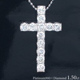 pt900【1.5ct】ダイヤモンドクロス ペンダントネックレス [VS～SIクラス 無色透明 F～Dカラー GOOD～VERYOOD] ハートアンドキューピット ダイヤモンドクロス 母の日 女性 メンズ ペアジュエリー 婚約 結婚 誕生日 記念日【送料無料】      LPN-256A