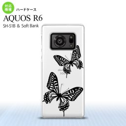 SH-51B AQUOS R6 AQUOS R6 スマホケース ハードケース 蝶 クリア 黒 メンズ レディース nk-r6-857