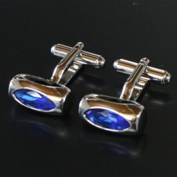 鎌倉カフス工房 ブルー＆ブラッククリスタル カフスボタン・カフリンクス メンズ  ec085 結婚式 旦那 プレゼント ギフト 彼氏 父の日 誕生日プレゼント